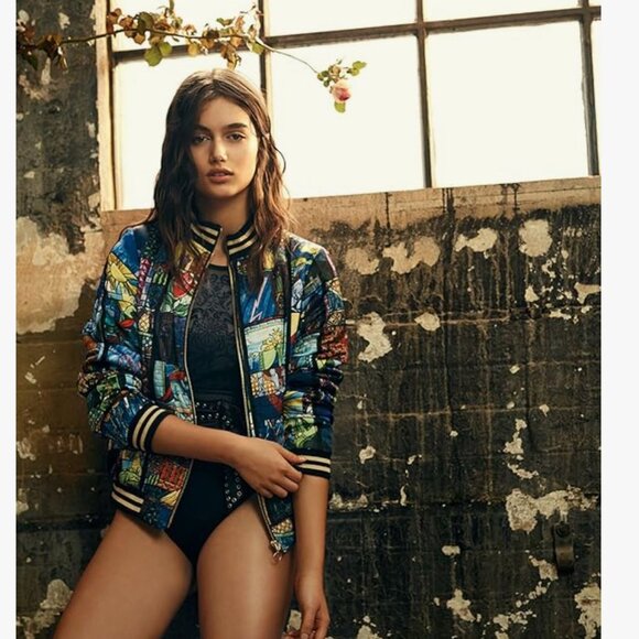 MINKPINK Beauty and the beast stained glass bomber jacket Sz M - Picture 3 of 6